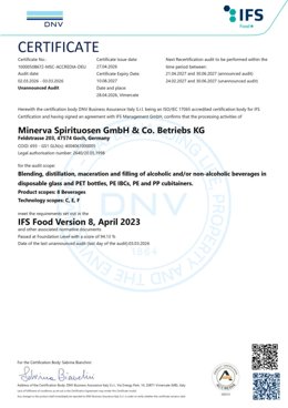 Preview IFS Food certificate 2026